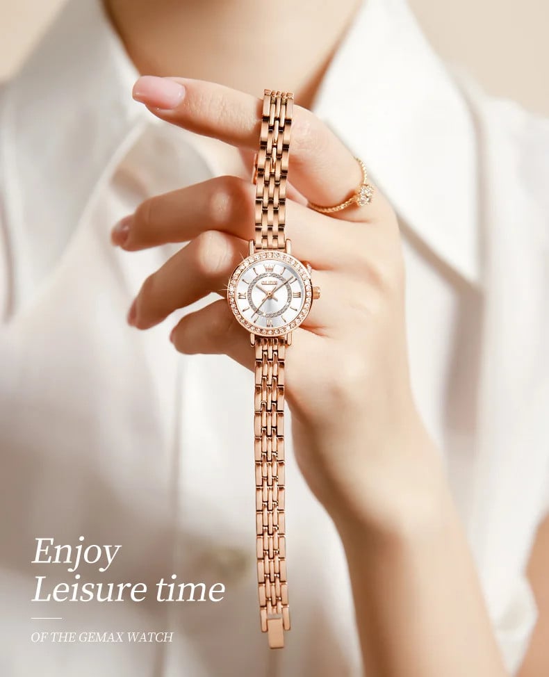 Ceas de dama Olevs CS1656, otel inoxidabil, rose gold, cadran alb - poza 2