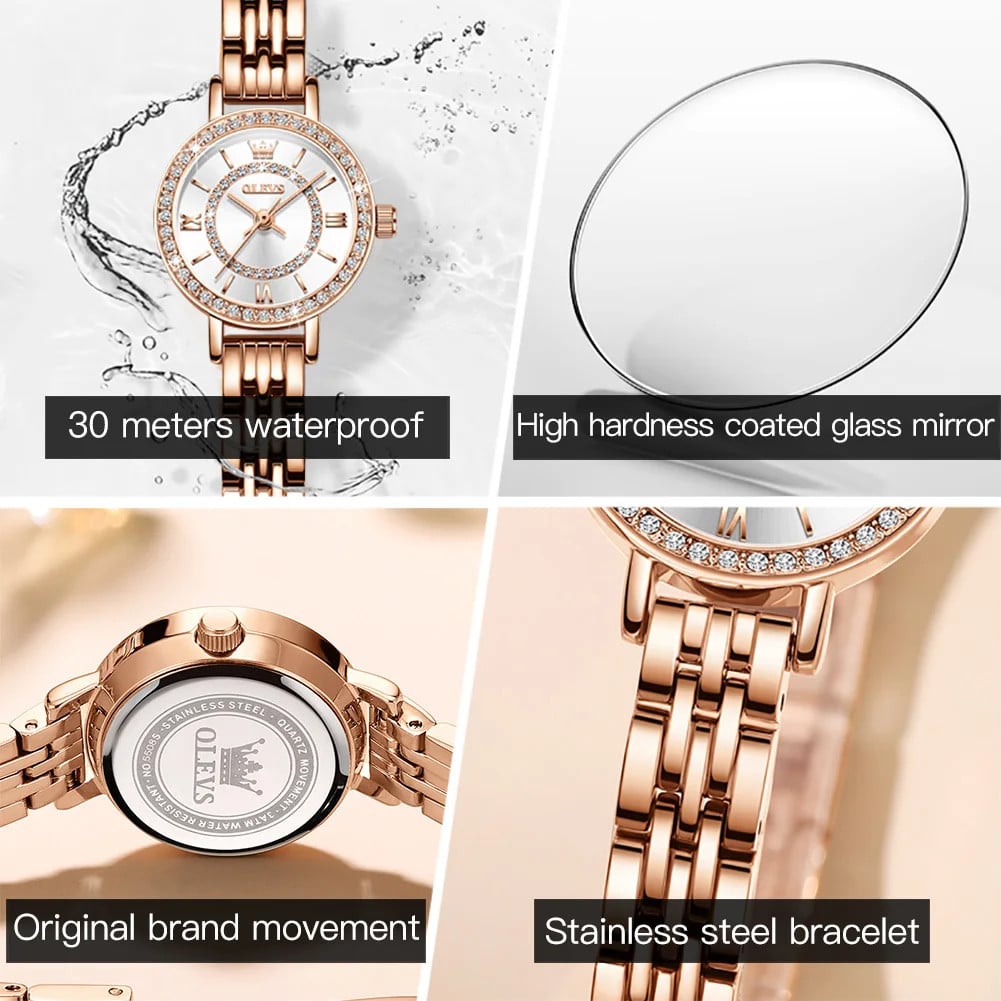 Ceas de dama Olevs CS1656, otel inoxidabil, rose gold, cadran alb - poza 3