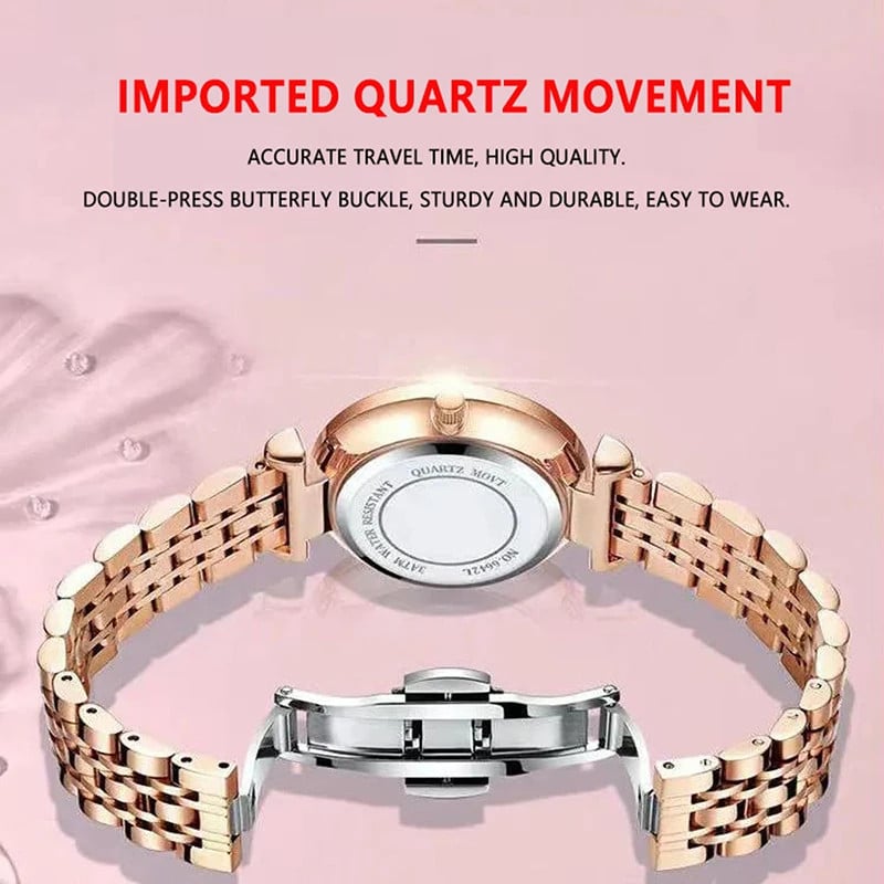 Ceas de dama Poedagar CS1676, otel inoxidabil, rose gold, cadran roz - poza 2