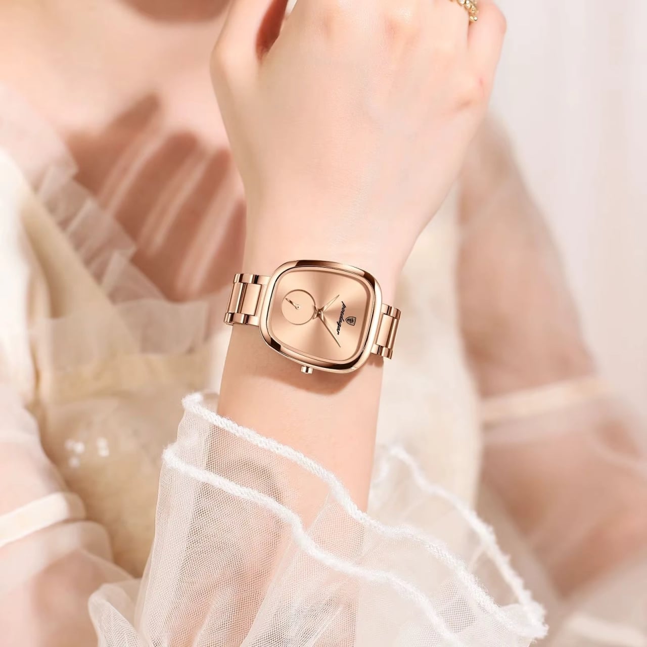 Ceas de dama Poedagar CS1893, otel inoxidabil, rose gold, cadran alb - poza 2
