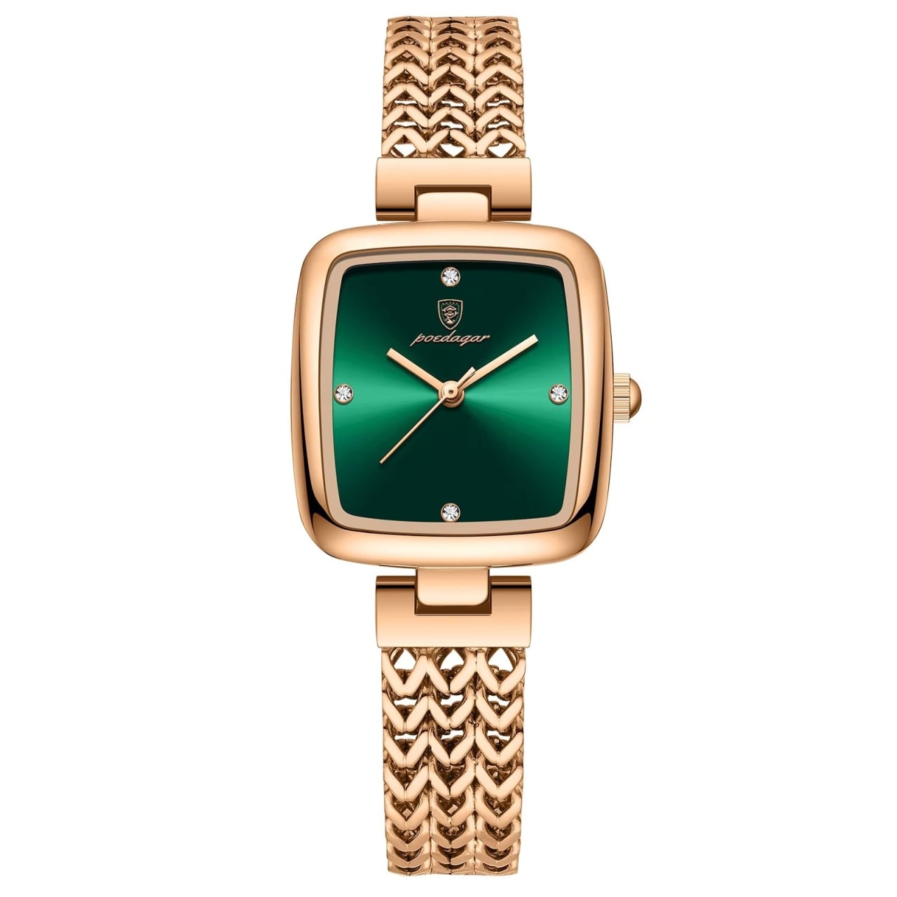 Ceas de dama Poedagar CS1913, otel inoxidabil, rose gold, cadran verde - poza 1