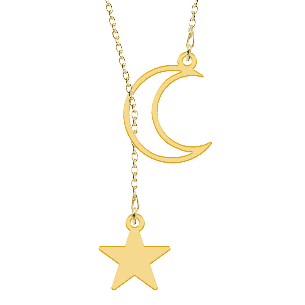 Celesta - Colier personalizat din argint placat cu aur galben 24K - Semiluna si steluta