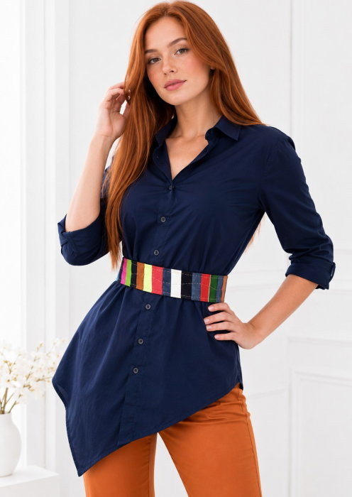 Centura handmade din piele naturala multicolora