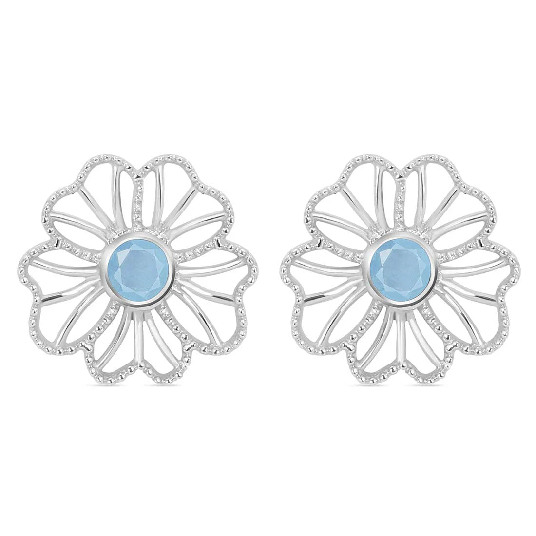 Cercei argint 925 acvamarin| Flower