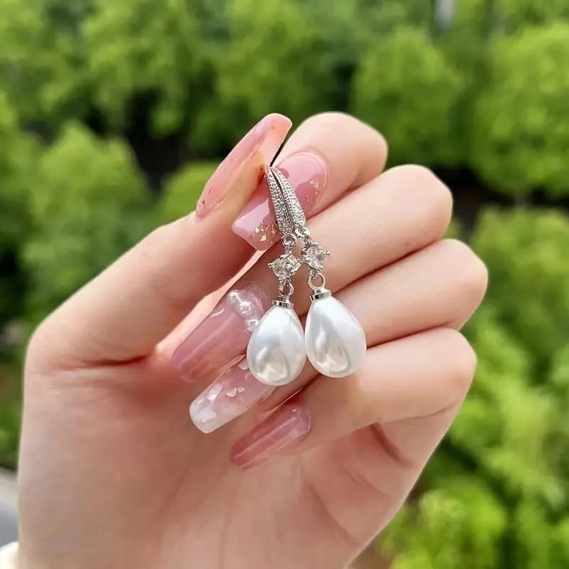 Cercei argint 925, JW1113, model elegant cu perla, placati cu rodiu - poza 2