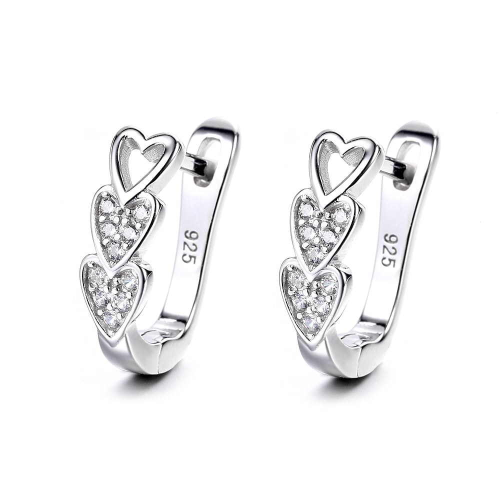 Cercei argint 925, JW1260, model inimioare, placati cu rodiu - poza 1