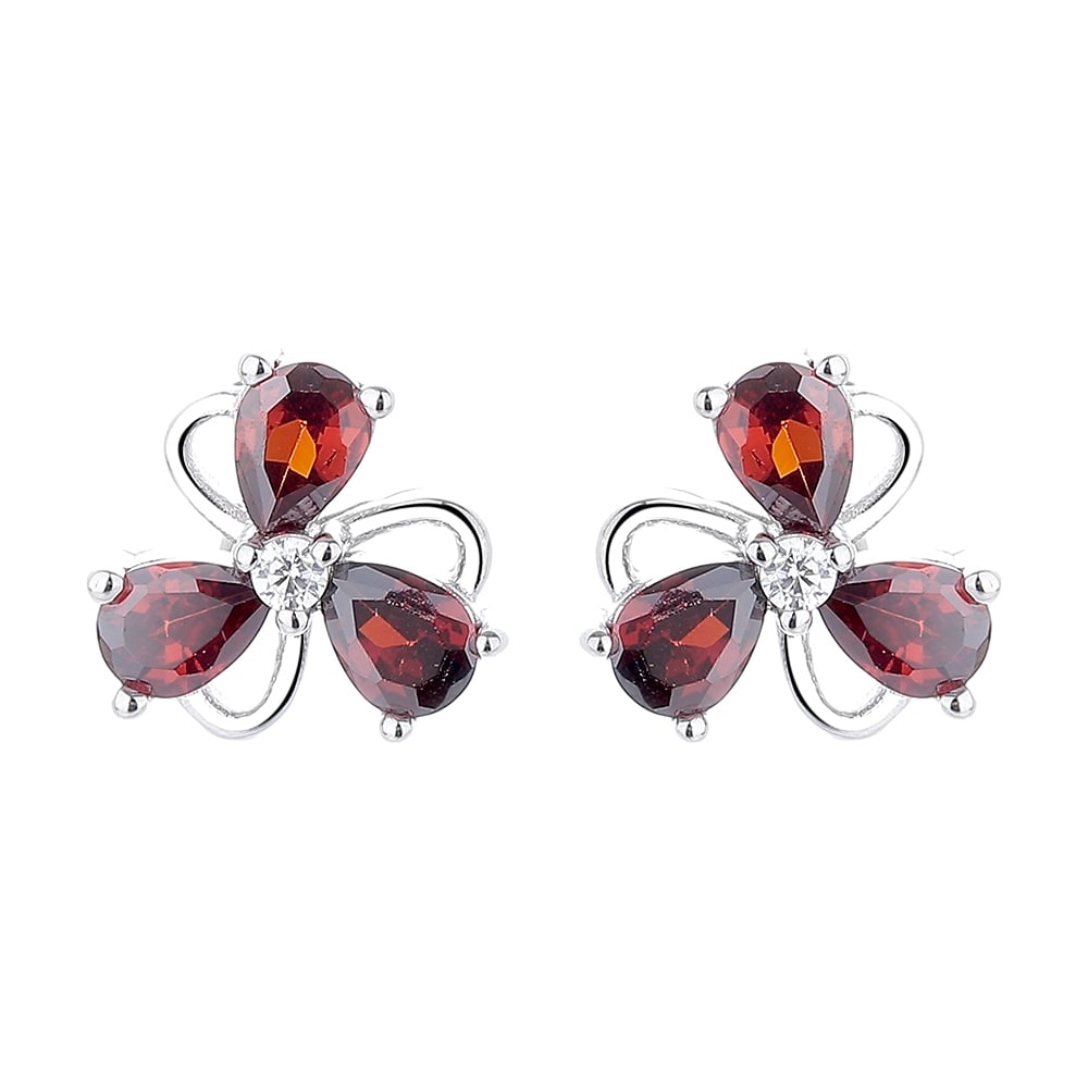 Cercei argint 925, JW1264, model floare, placati cu rodiu