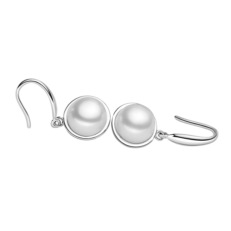 Cercei argint 925, JW1561, model perla, placati cu rodiu - poza 1
