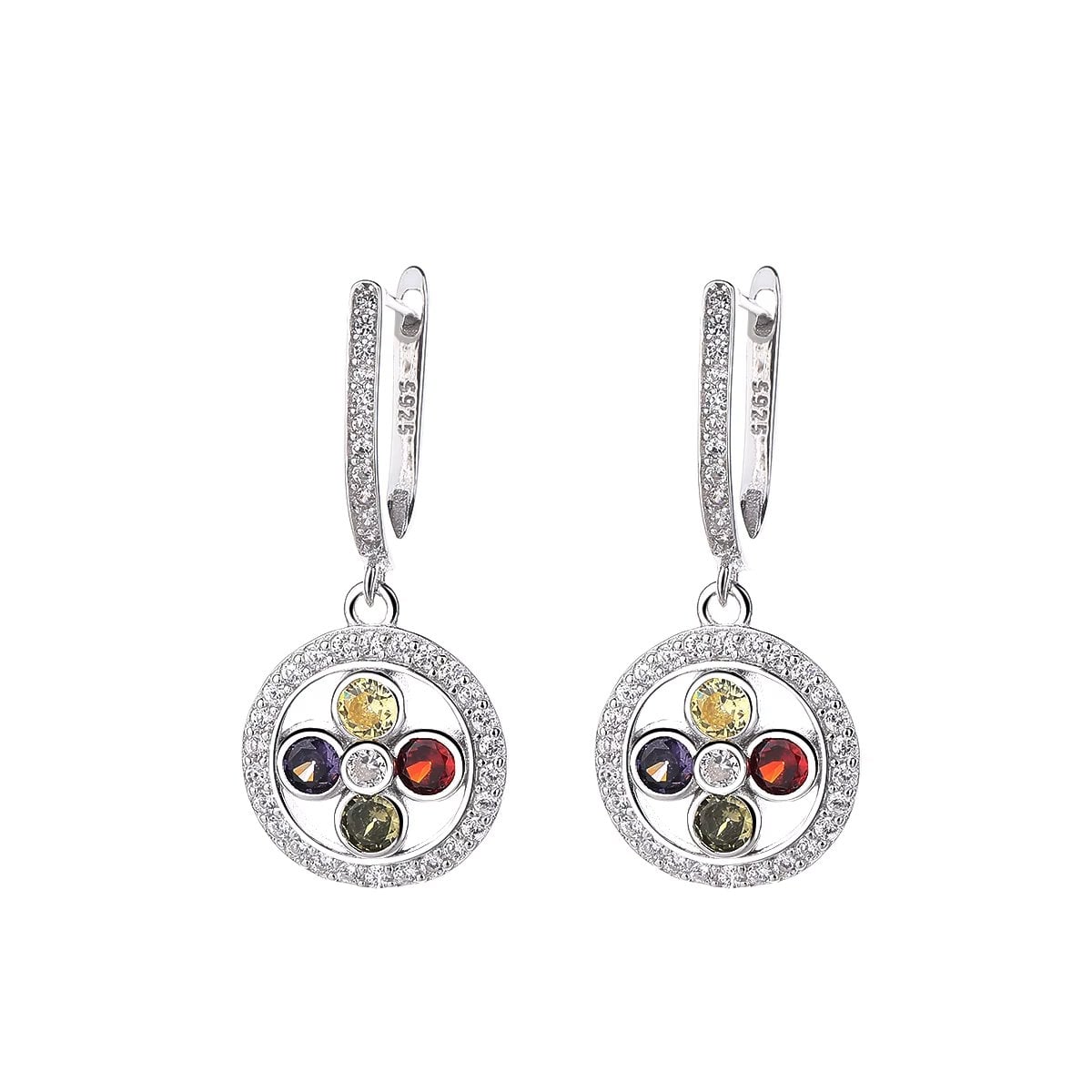 Cercei argint 925, JW1616, model floare, placati cu rodiu - poza 1
