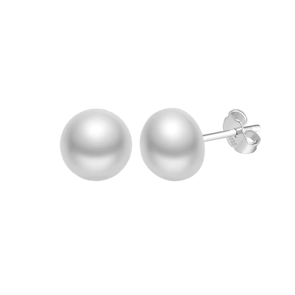 Cercei argint 925, JW1712, model perla 6.5 mm, placati cu rodiu - poza 1