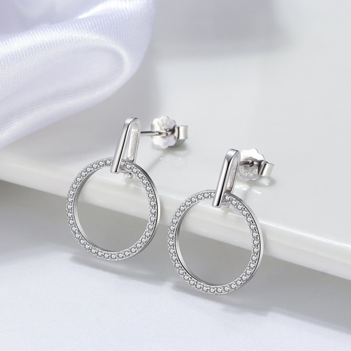 Cercei argint 925, JW1780, model elegant, placati cu rodiu - poza 3