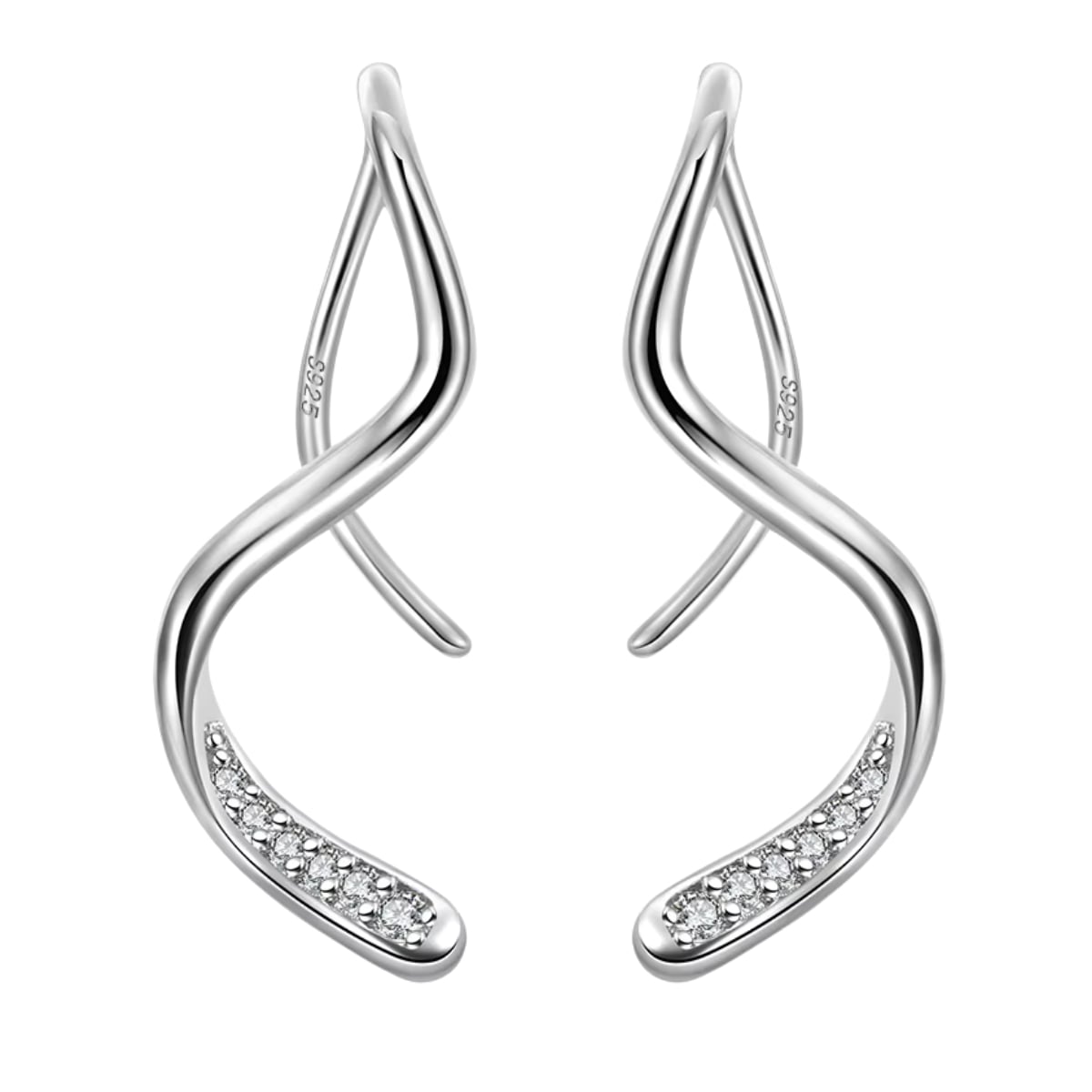 Cercei argint 925, JW1803, model elegant, placati cu rodiu - poza 1
