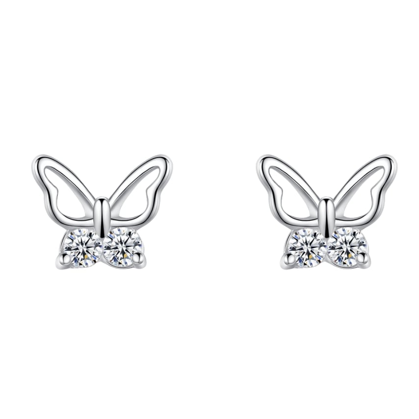 Cercei argint 925, JW1835, model fluture, placati cu rodiu