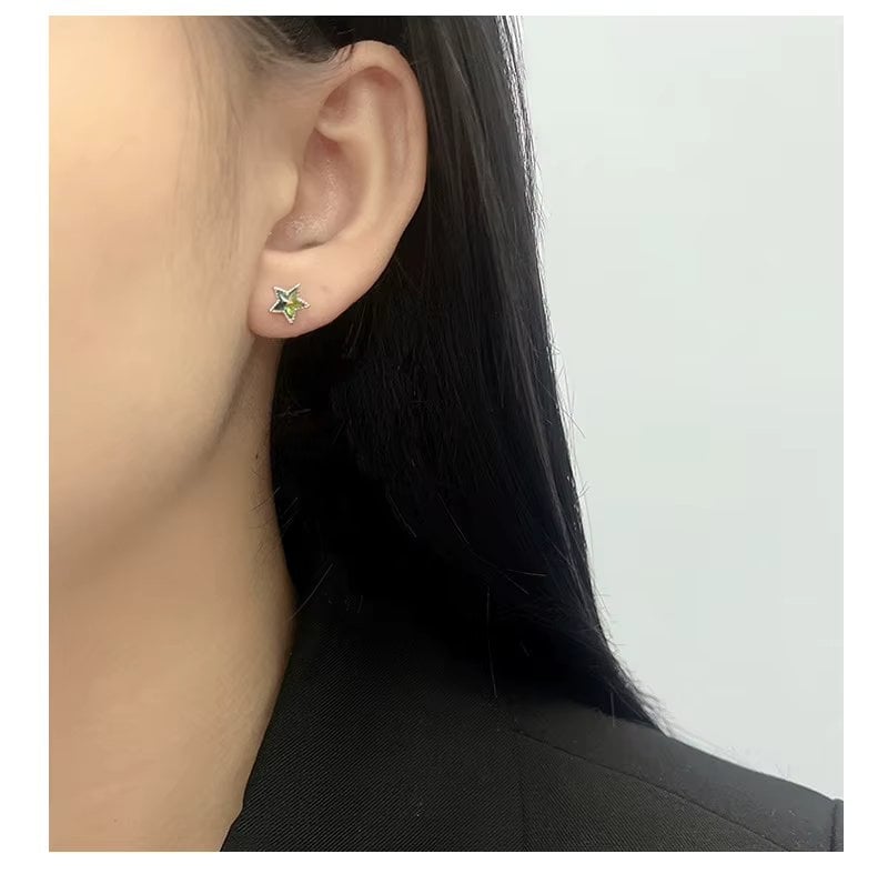 Cercei argint 925, JW1840, model stelute albastre, placati cu rodiu - poza 2