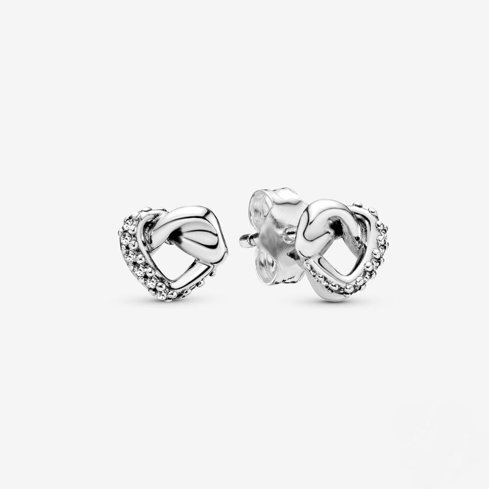Cercei argint 925, JW493, model inima cu zirconiu, placati cu rodiu - poza 1