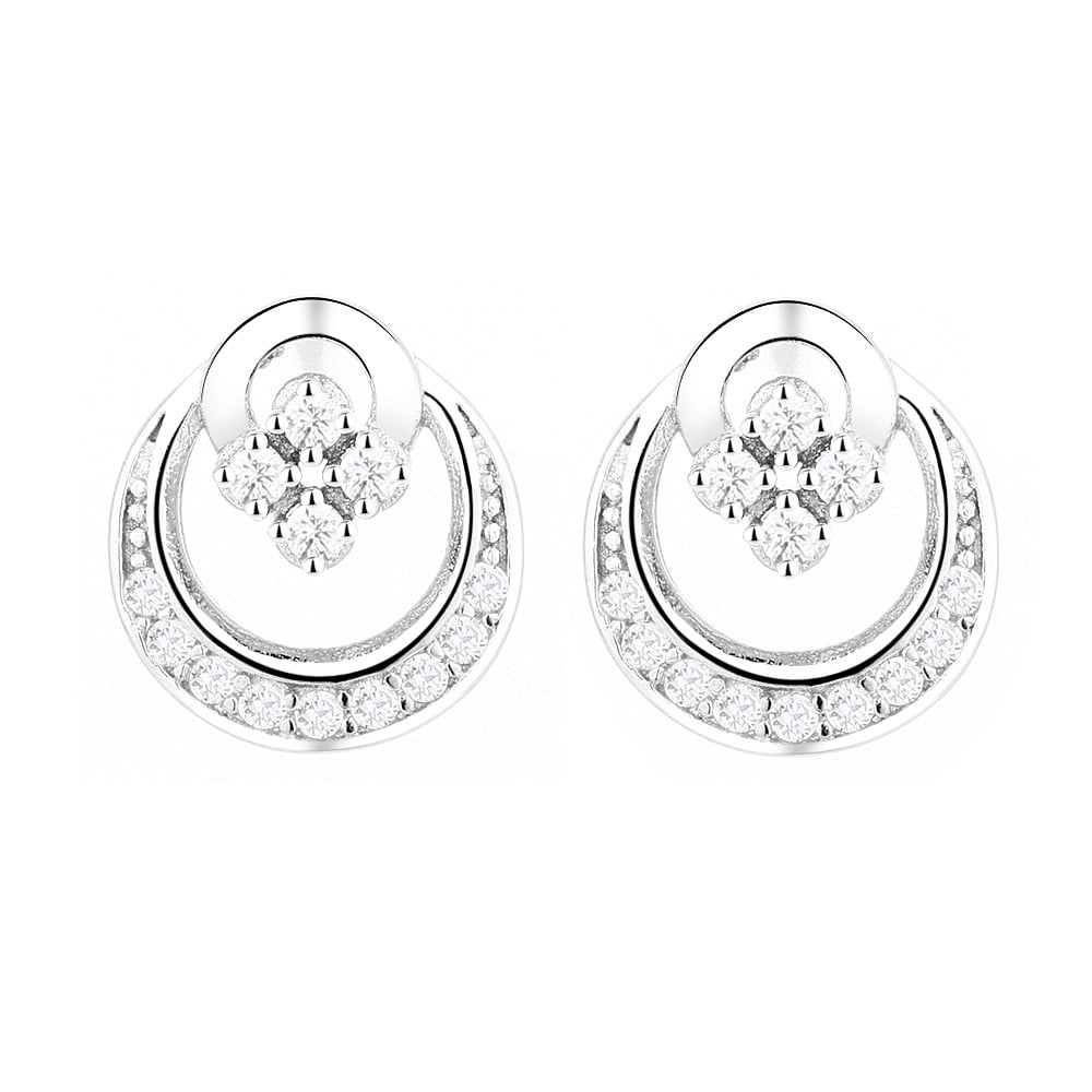 Cercei argint 925, JW772, model elegant, placati cu rodiu - poza 1