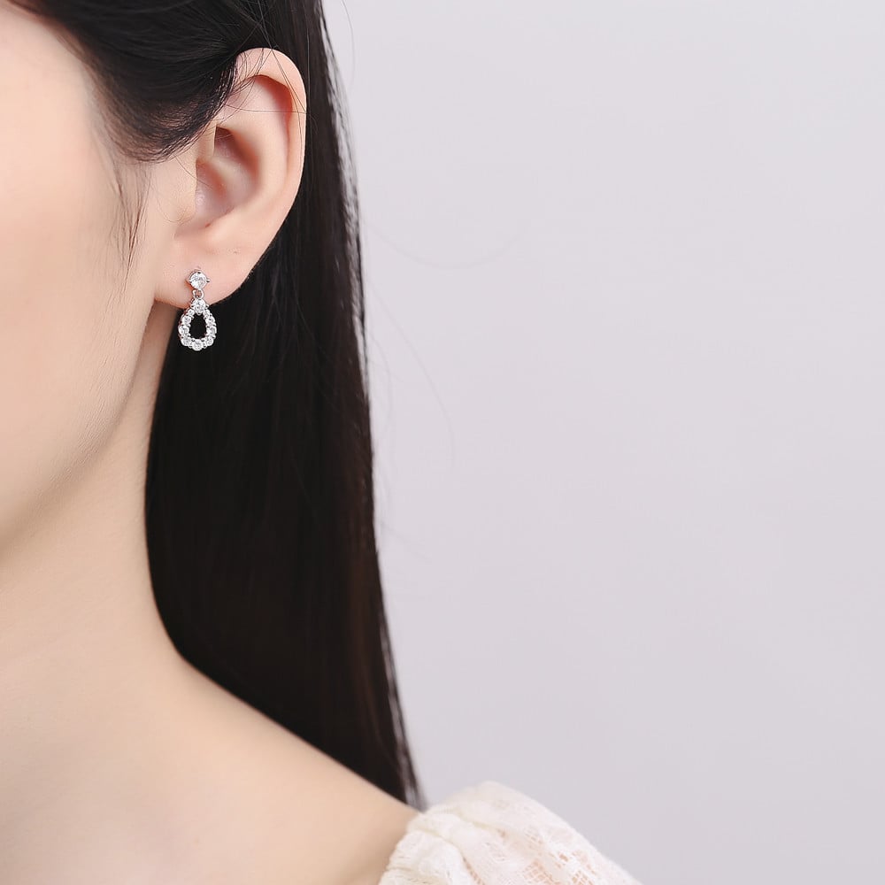 Cercei argint 925, JW799, model elegant, placati cu rodiu - poza 2