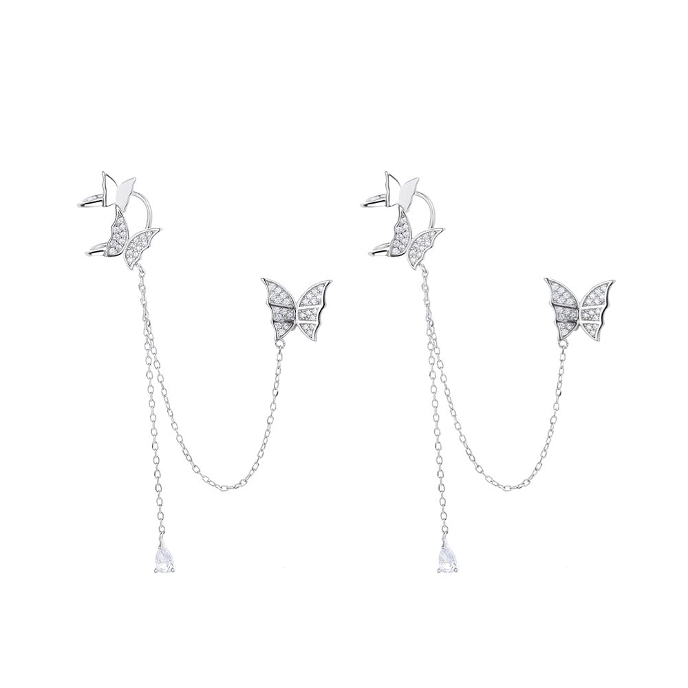 Cercei argint 925, JW808, model fluture, placati cu rodiu - poza 1