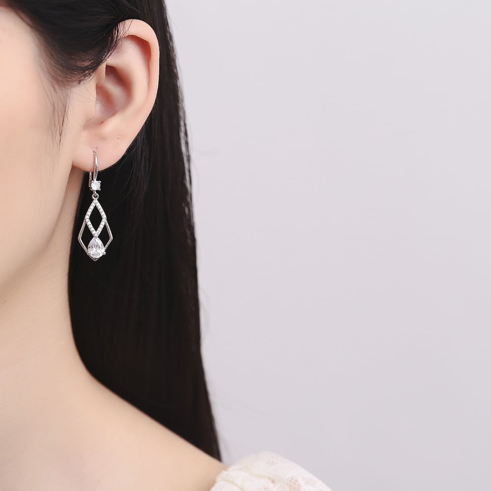 Cercei argint 925, JW838, model elegant, placati cu rodiu - poza 2