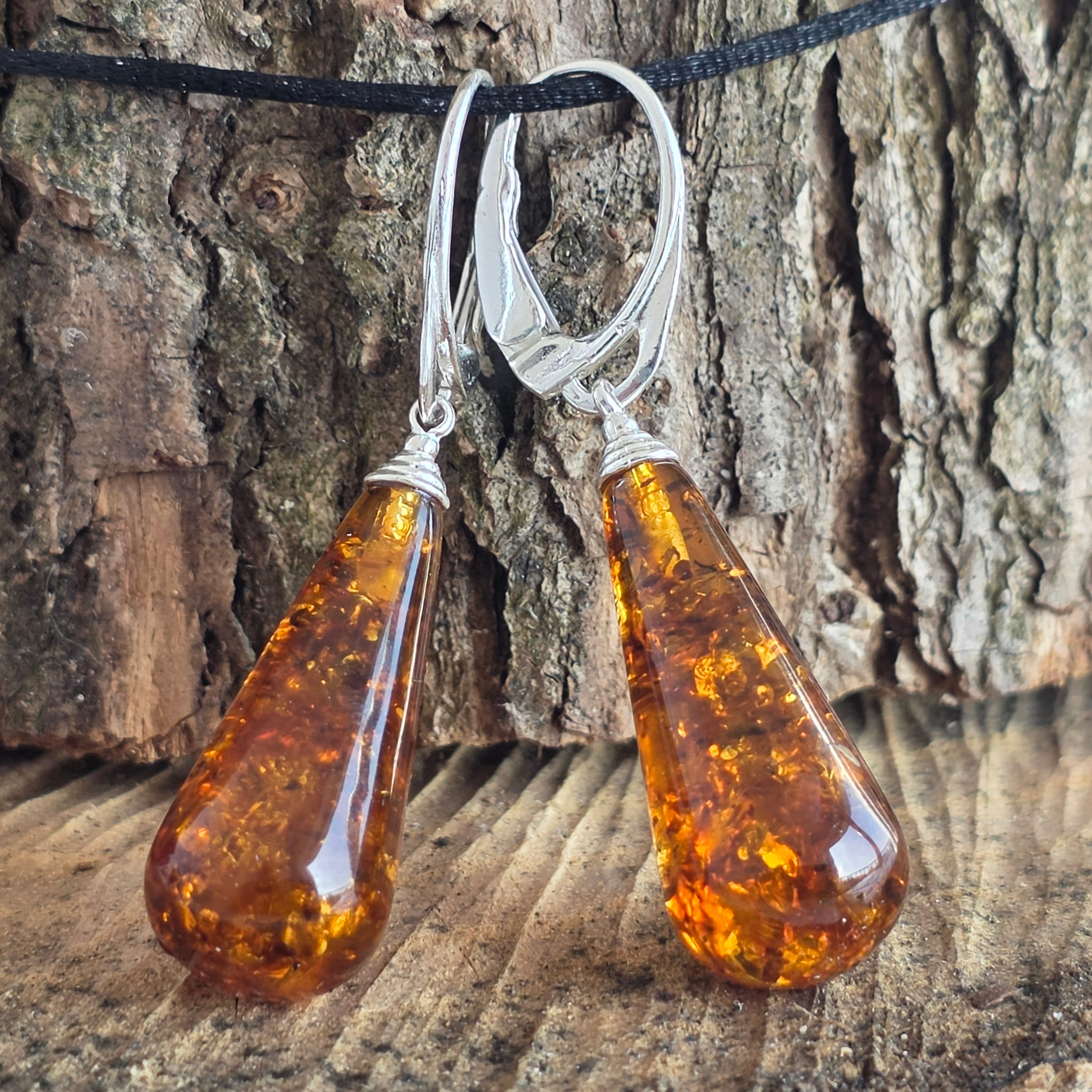 Cercei argint cu chihlimbar Amber10