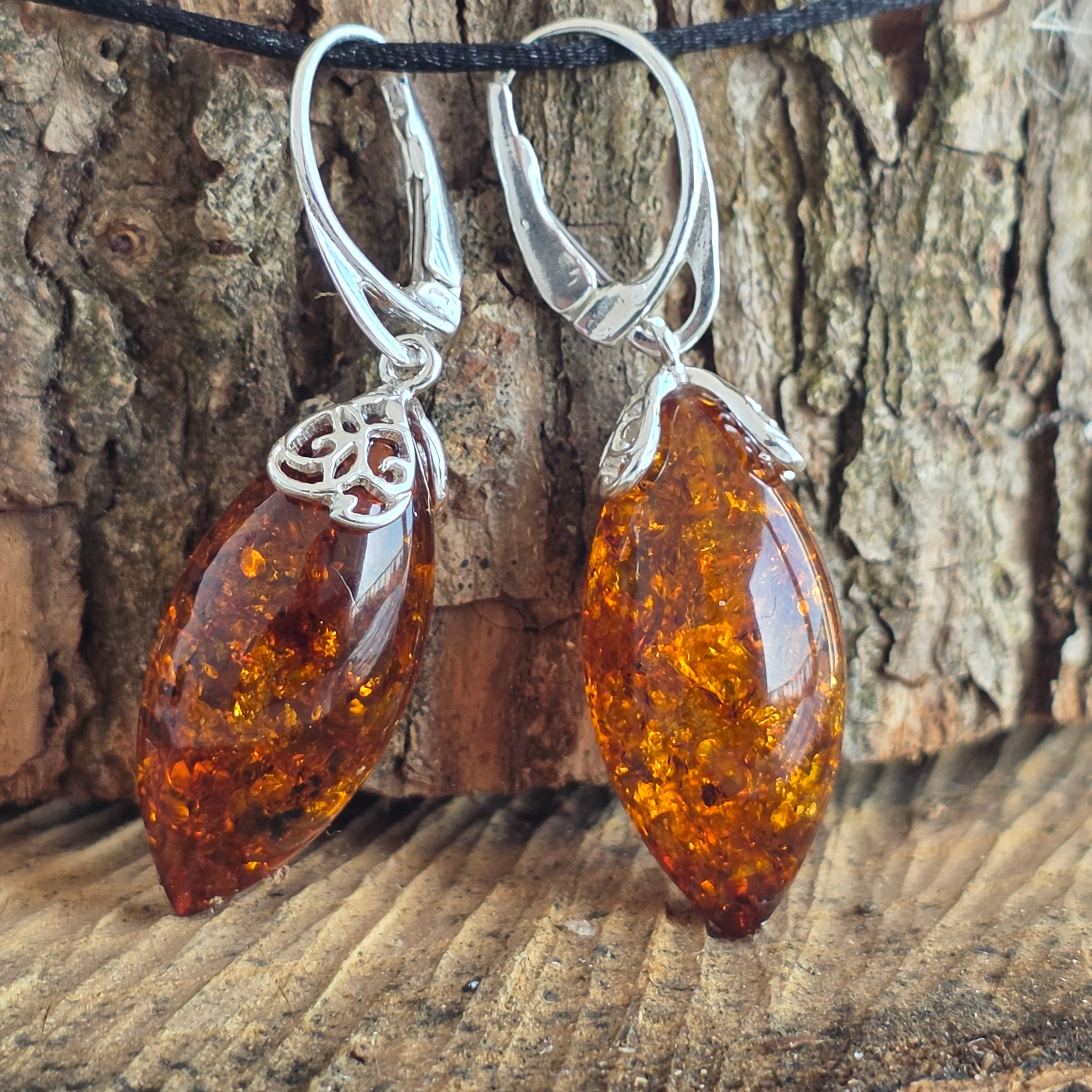 Cercei argint cu chihlimbar Amber7