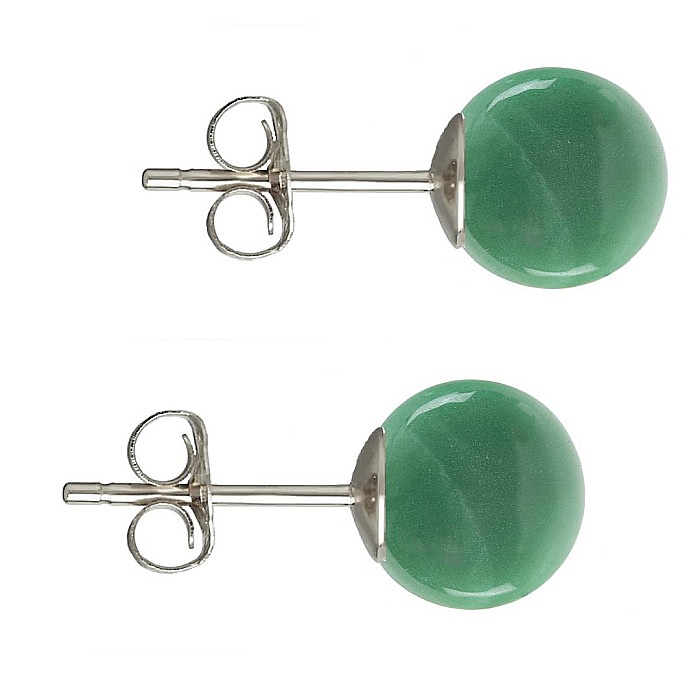 Cercei Argint, Tip Surub, cu Pietre Semipretioase Naturale de Aventurin de 10 mm