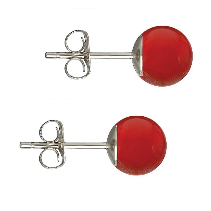 Cercei Argint, Tip Surub, cu Pietre Semipretioase Naturale de Carneol de 8 mm
