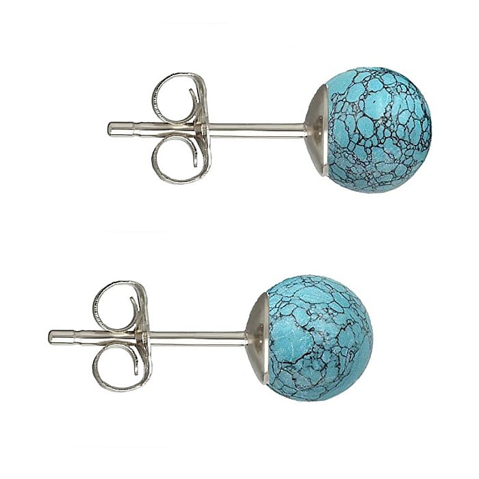 Cercei Argint, Tip Surub, cu Pietre Semipretioase Naturale de Howlit de 6 mm