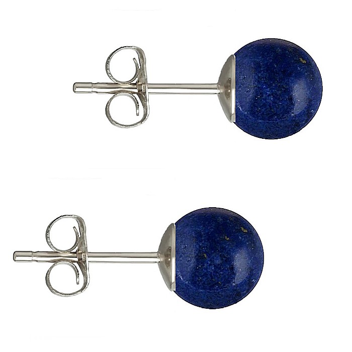 Cercei Argint, Tip Surub, cu Pietre Semipretioase Naturale de Lapis Lazuli de 8 mm