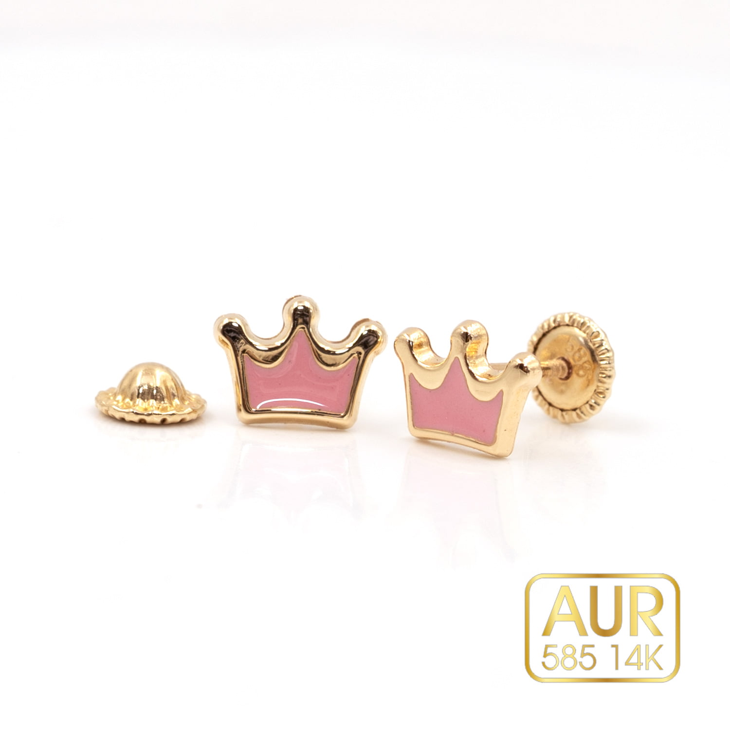 Cercei Aur 14K bebe/copii - Model "Coronita" cu surub