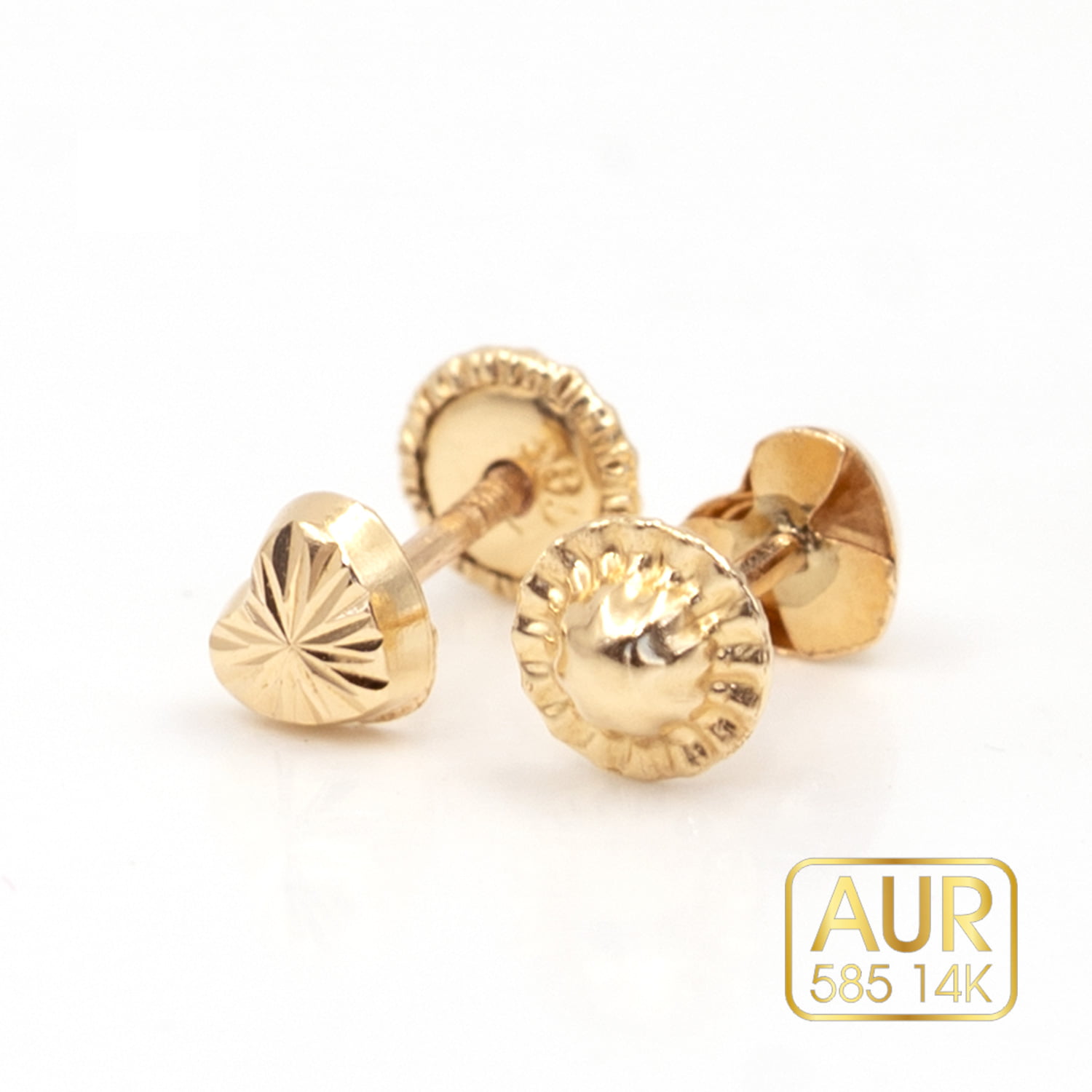 Cercei Aur 14K bebe/copii - Model "Inimioara" cu surub