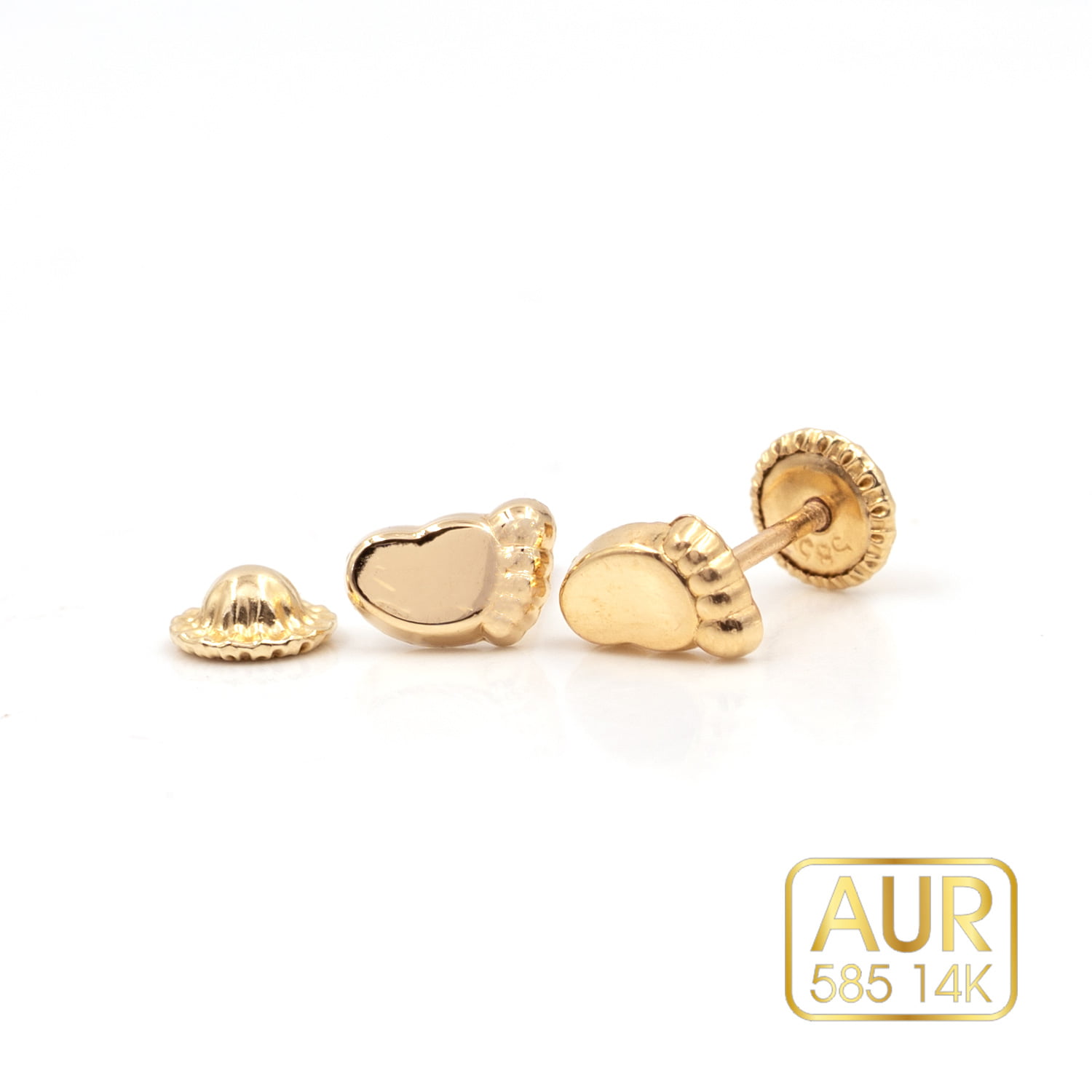 Cercei Aur 14K bebe/copii - Model "Picioruse" cu surub