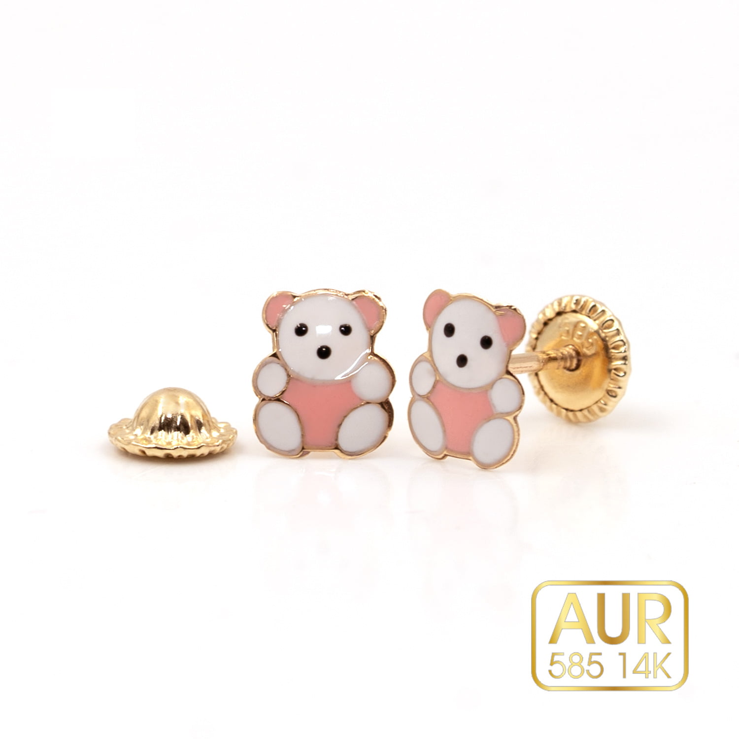 Cercei Aur 14K bebe/copii - Model "Ursuleti" cu surub