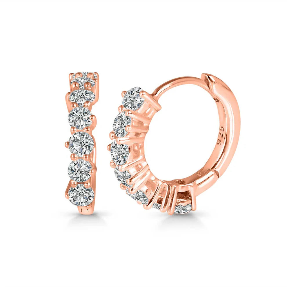 Cercei cuart incolor argint 925 placat cu aur roz | HOOP Rose