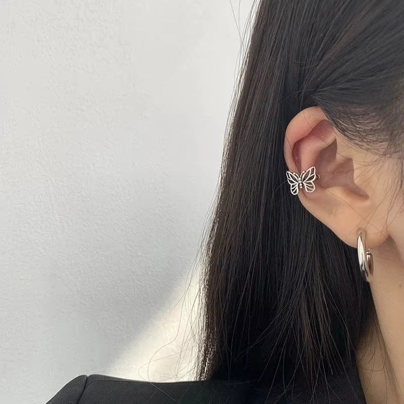 Cercei ear cuffs argint 925, JW1678, model fluture - poza 4