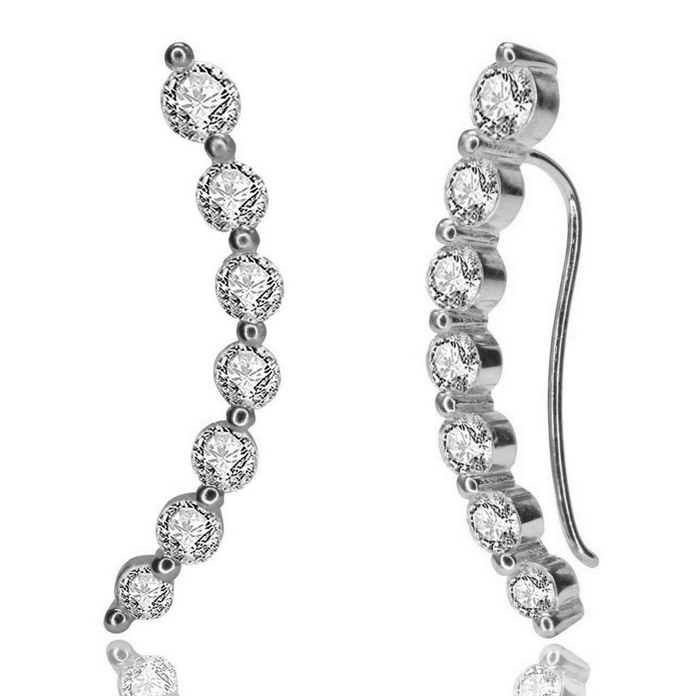Cercei ear cuffs argint 925, JW674, model elegant, placat cu rodiu - poza 1