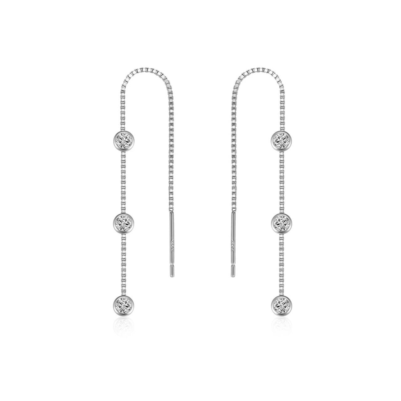 Cercei lungi argint 925, JW1072, model cu zirconiu, placati cu rodiu - poza 1