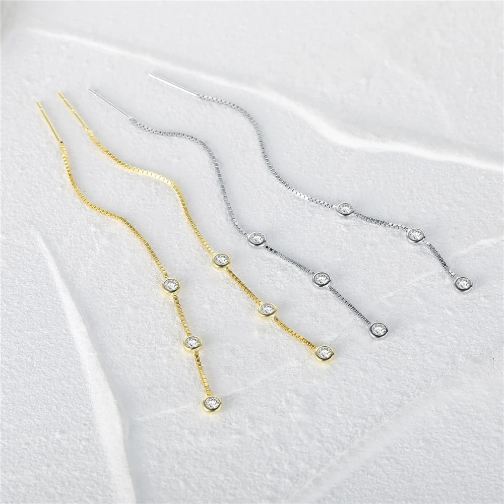 Cercei lungi argint 925, JW1072, model cu zirconiu, placati cu rodiu - poza 3