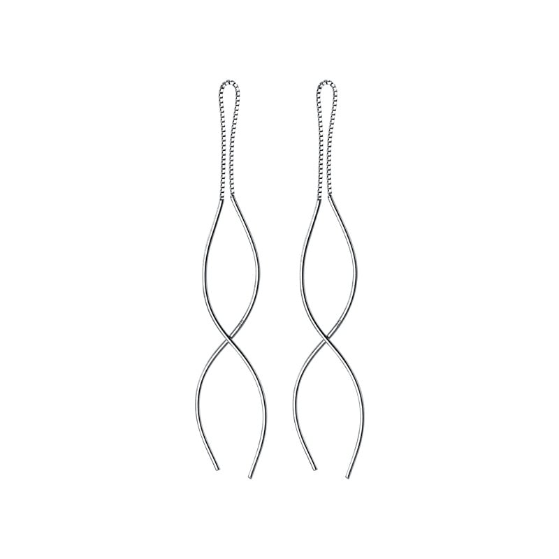 Cercei lungi argint 925, JW1074, model elegant, placati cu rodiu - poza 1