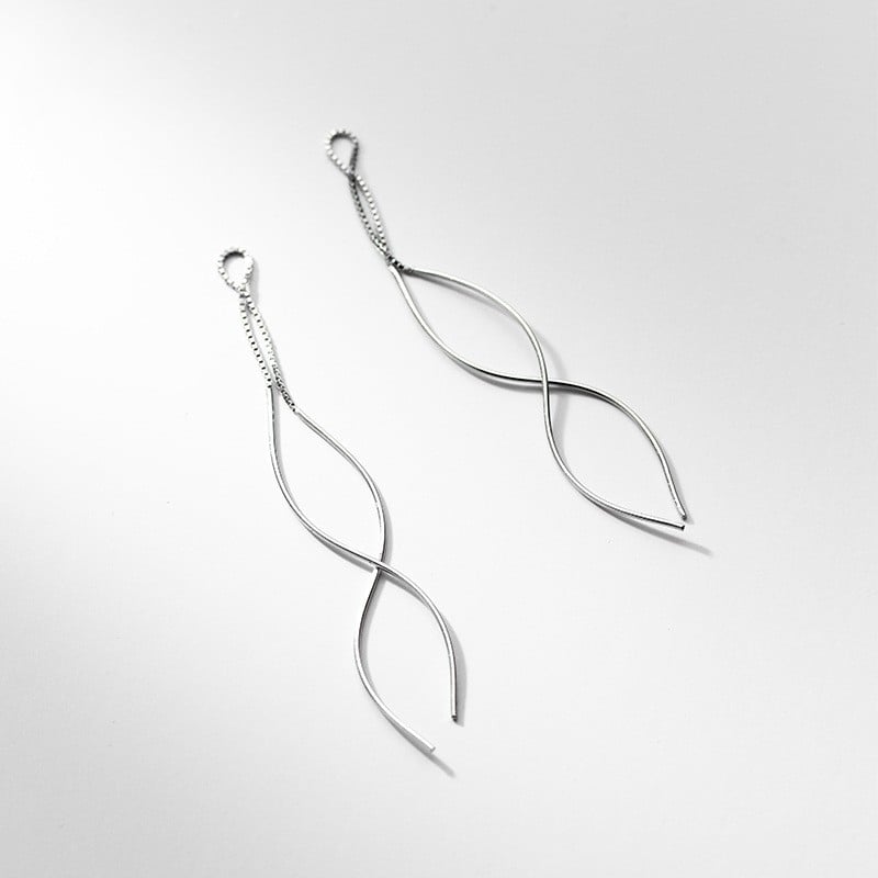 Cercei lungi argint 925, JW1074, model elegant, placati cu rodiu - poza 4