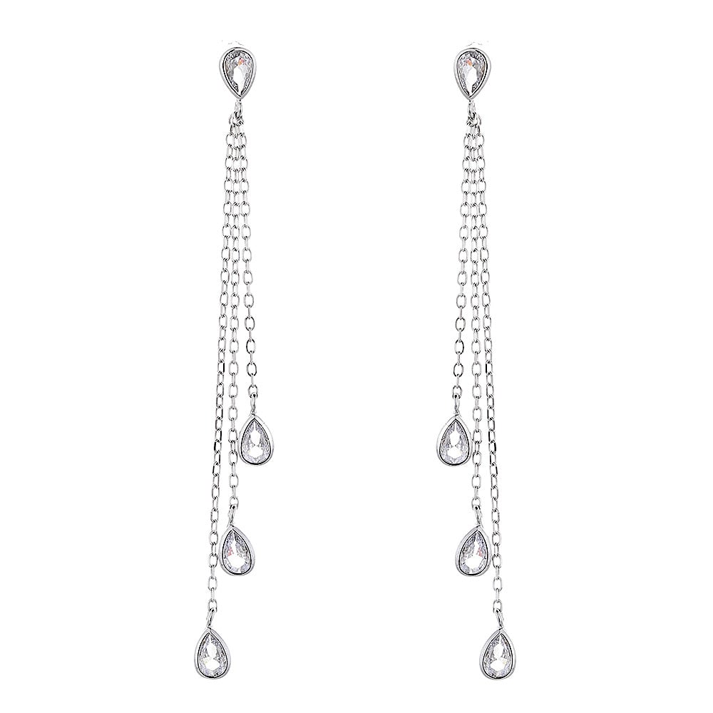 Cercei lungi argint 925, JW851, model picatura, placati cu rodiu