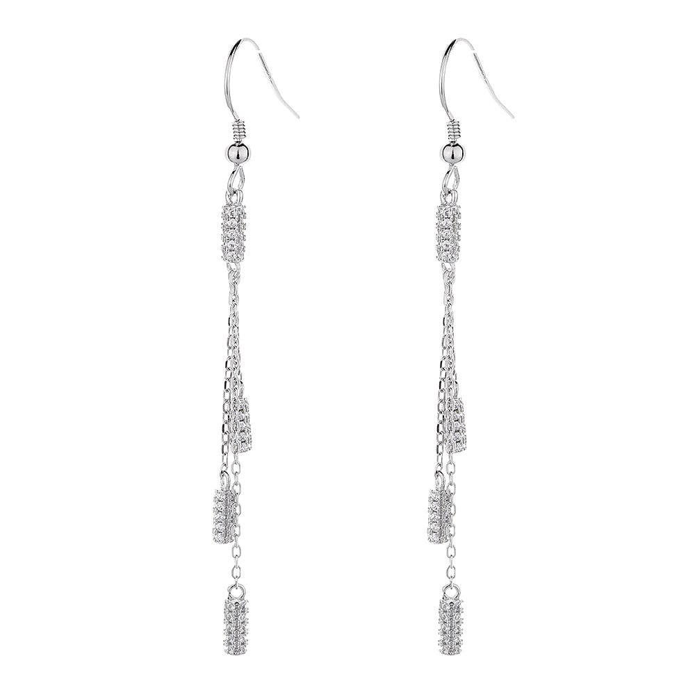 Cercei lungi argint 925, JW852, model elegant, placati cu rodiu - poza 1
