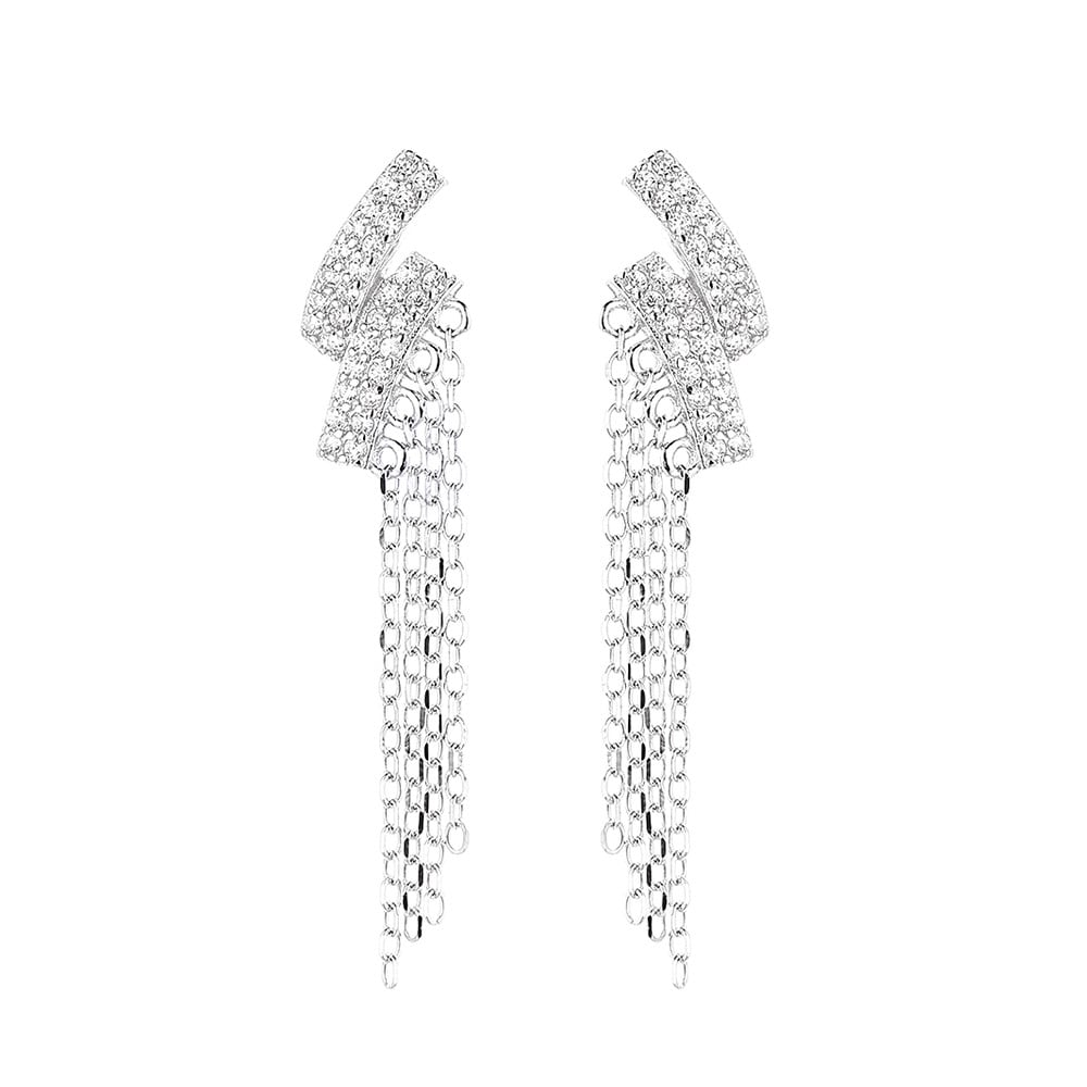 Cercei lungi argint 925, JW856, model elegant, placati cu rodiu - poza 1