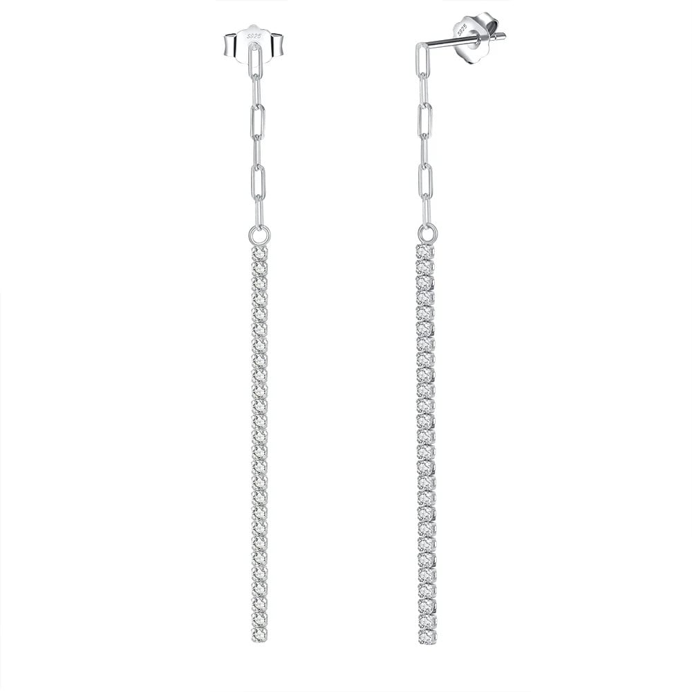 Cercei lungi argint 925, JW961, model elegant, placati cu rodiu - poza 1