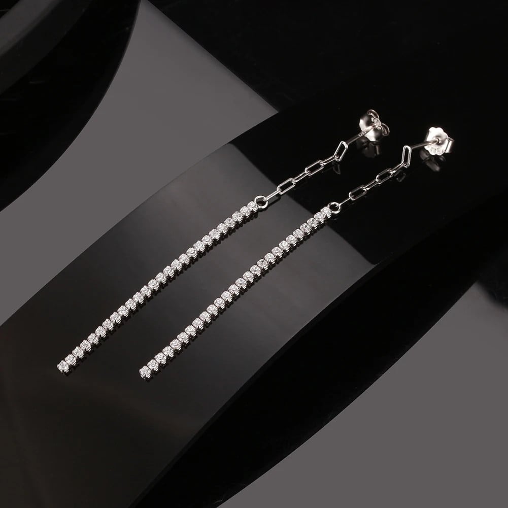 Cercei lungi argint 925, JW961, model elegant, placati cu rodiu - poza 2