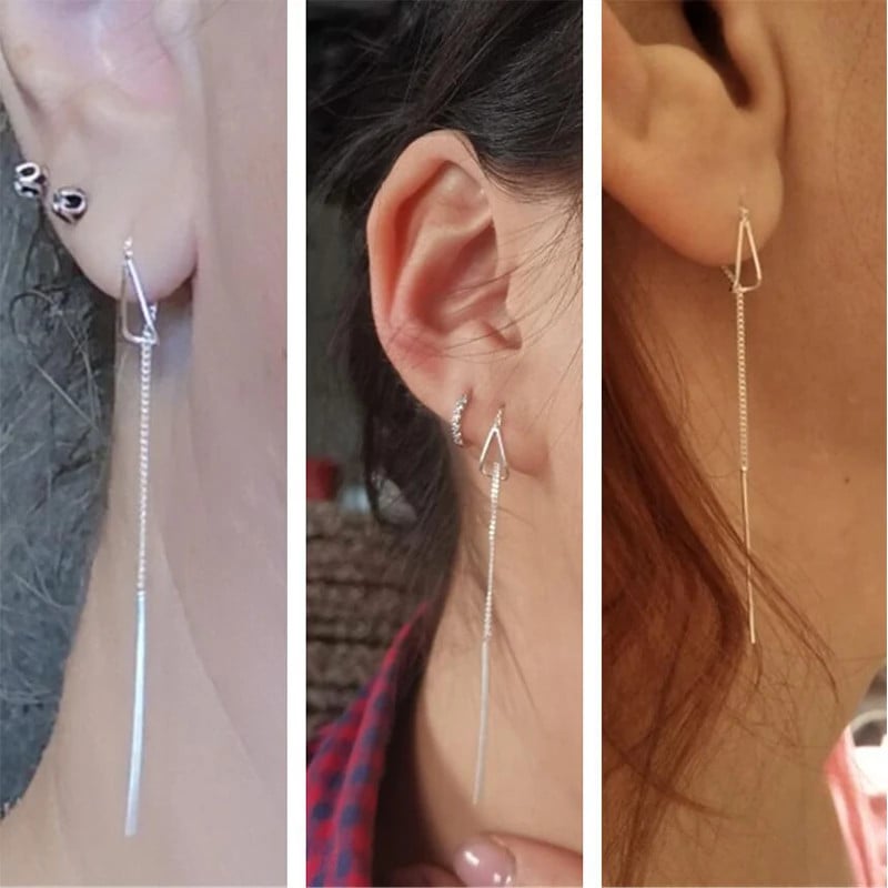 Cercei lungi argint 925, JW964, model elegant, placati cu rodiu - poza 2