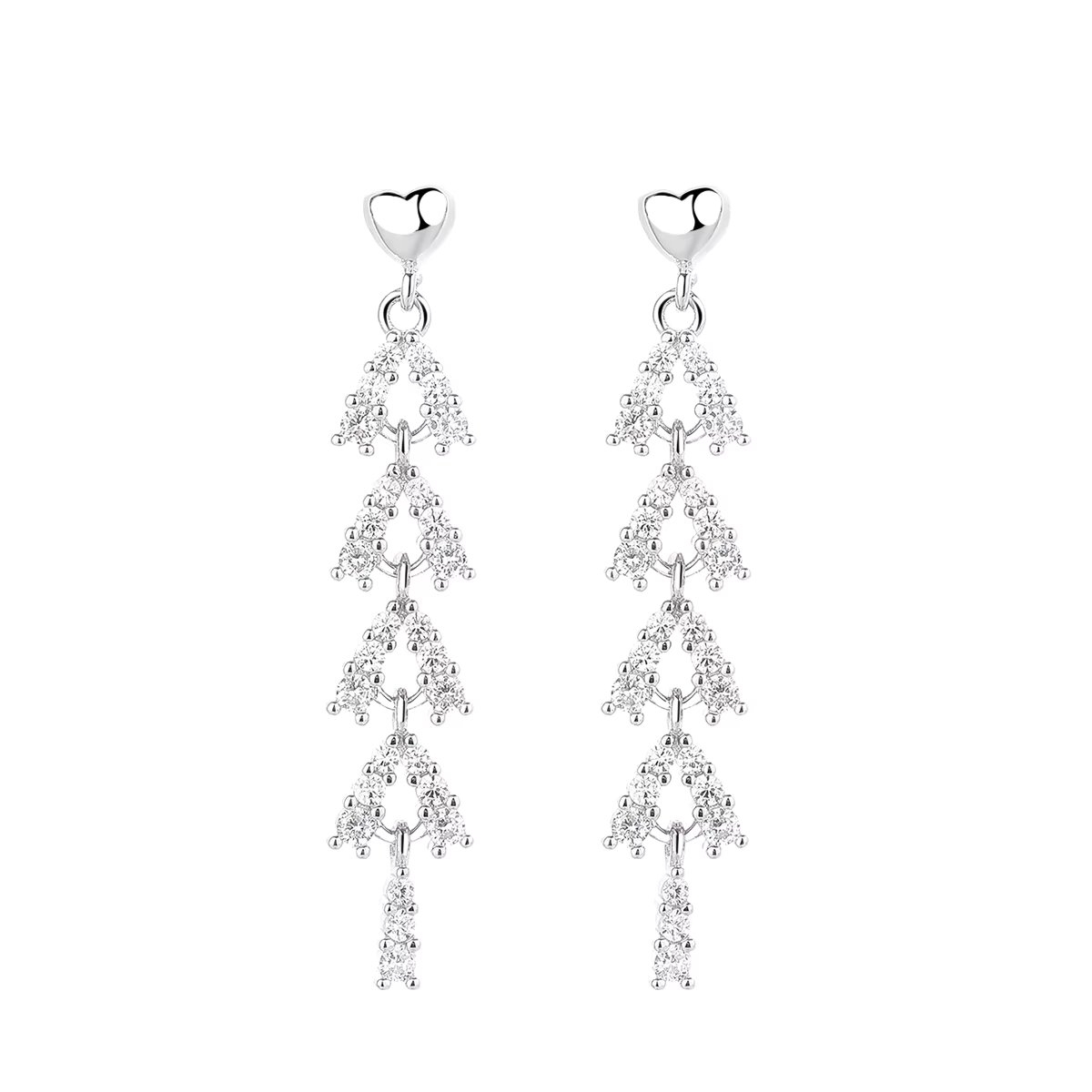 Cercei lungi de argint 925, JW1612, model cu pietre, placati cu rodiu - poza 1