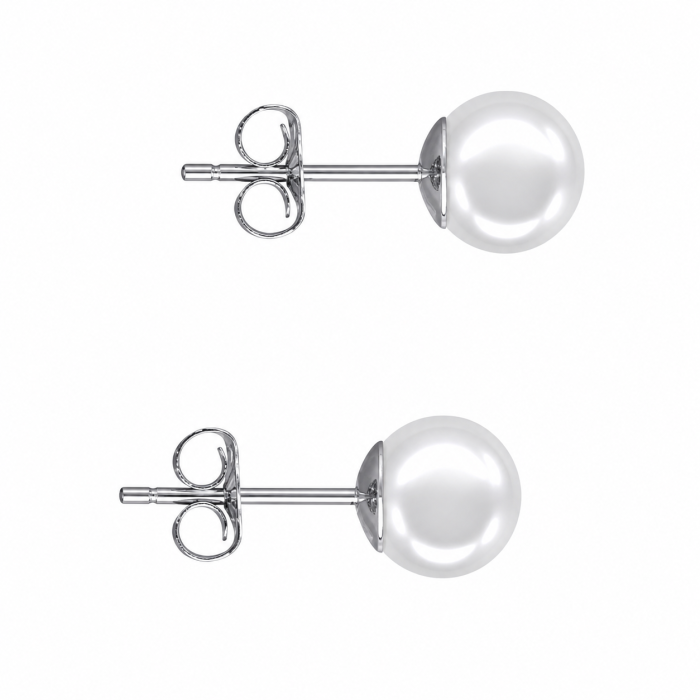 Cercei Perle Akoya Japoneze 5,5-6 mm, Aur Alb 14K, Tip surub - Calitate AAAA KASKADDA