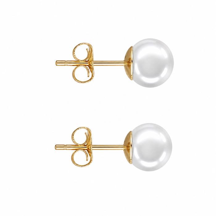 Cercei Perle Akoya Japoneze 5,5-6 mm, Aur Galben 14K, Tip surub - Calitate AAAA KASKADDA