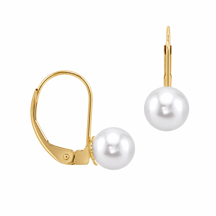 Cercei Perle Akoya Japoneze 5-6 mm, Aur Galben 14K, Tortita Inchisa - Calitate AAAA KASKADDA